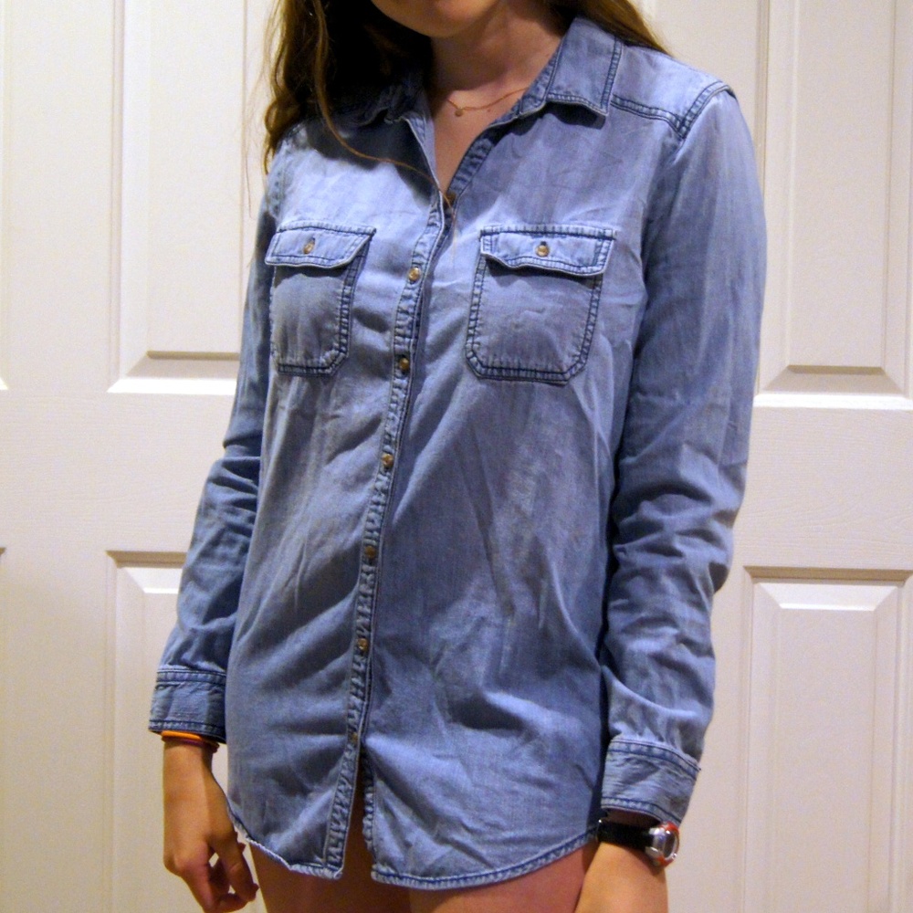 BP Denim Chambray Long-Sleeve Button Down